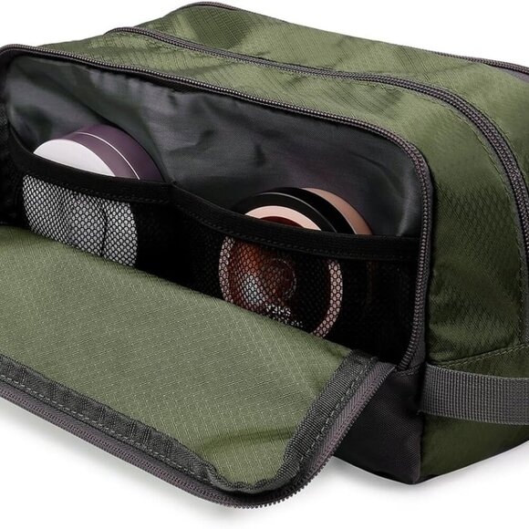 Men's Hanging Toiletry Bag - Water Resistant Dopp Kit for Travel - Army Green - Picture 4 of 8